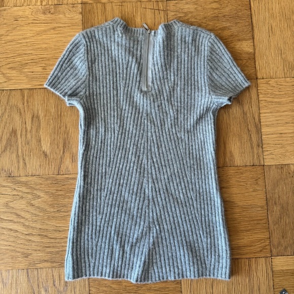 Philosophy Cashmere Small Short Sleeve Sweater Pullover Gray Ribbed Knit - Picture 2 of 9